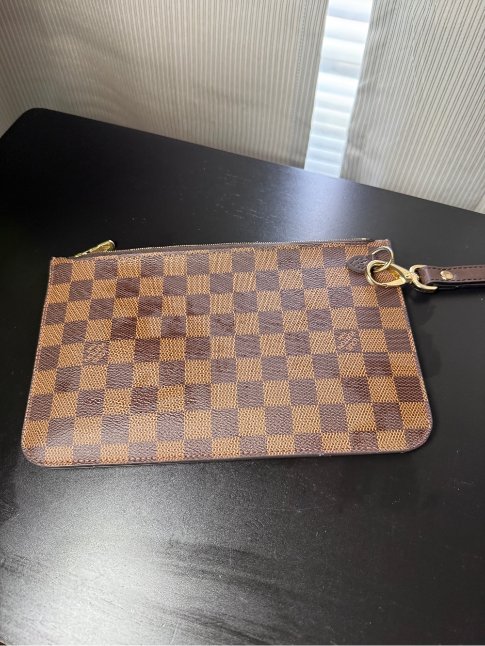 Louis Vuitton Damier Ebene Checker Zip Pouch - Brown & Dark Brown - Picture 6 of 11